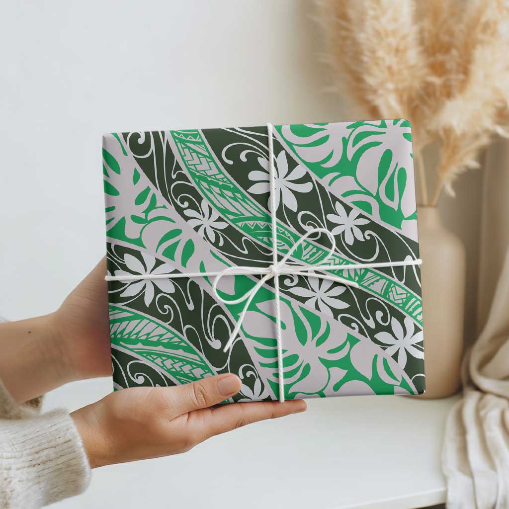 Matie Tahiti Tiare Monstera Wrapping Paper Polynesian Pattern Curve Style - Polynesian Pride