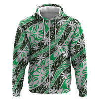 Matie Tahiti Tiare Monstera Zip Hoodie Polynesian Pattern Curve Style - Polynesian Pride