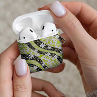 Olive Tahiti Tiare Monstera AirPods Case Polynesian Pattern Curve Style - Polynesian Pride