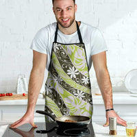 Olive Tahiti Tiare Monstera Apron Polynesian Pattern Curve Style - Polynesian Pride