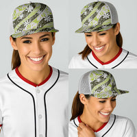 Olive Tahiti Tiare Monstera Baseball Net Cap Polynesian Pattern Curve Style - Polynesian Pride