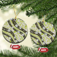 Olive Tahiti Tiare Monstera Ceramic Ornament Polynesian Pattern Curve Style - Polynesian Pride