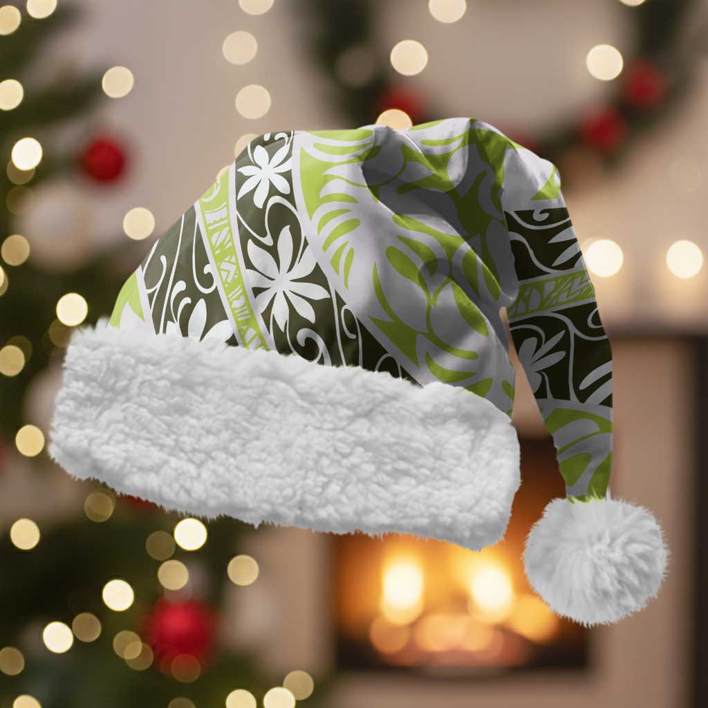 Olive Tahiti Tiare Monstera Christmas Santa Hat Polynesian Pattern Curve Style - Polynesian Pride