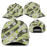 Olive Tahiti Tiare Monstera Classic Cap Polynesian Pattern Curve Style - Polynesian Pride