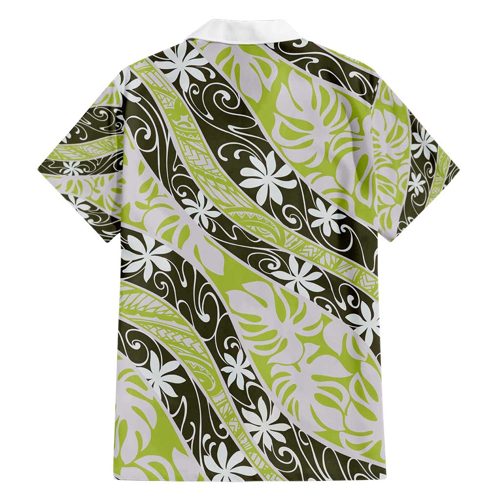 Olive Tahiti Tiare Monstera Family Matching Off Shoulder Maxi Dress and Hawaiian Shirt Polynesian Pattern Curve Style - Polynesian Pride