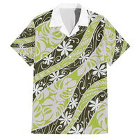 Olive Tahiti Tiare Monstera Family Matching Short Sleeve Bodycon Dress and Hawaiian Shirt Polynesian Pattern Curve Style - Polynesian Pride
