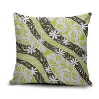 Olive Tahiti Tiare Monstera Pillow Cover Polynesian Pattern Curve Style - Polynesian Pride