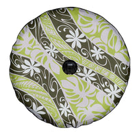 Olive Tahiti Tiare Monstera Spare Tire Cover Polynesian Pattern Curve Style - Polynesian Pride