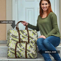 Olive Tahiti Tiare Monstera Travel Bag Polynesian Pattern Curve Style - Polynesian Pride