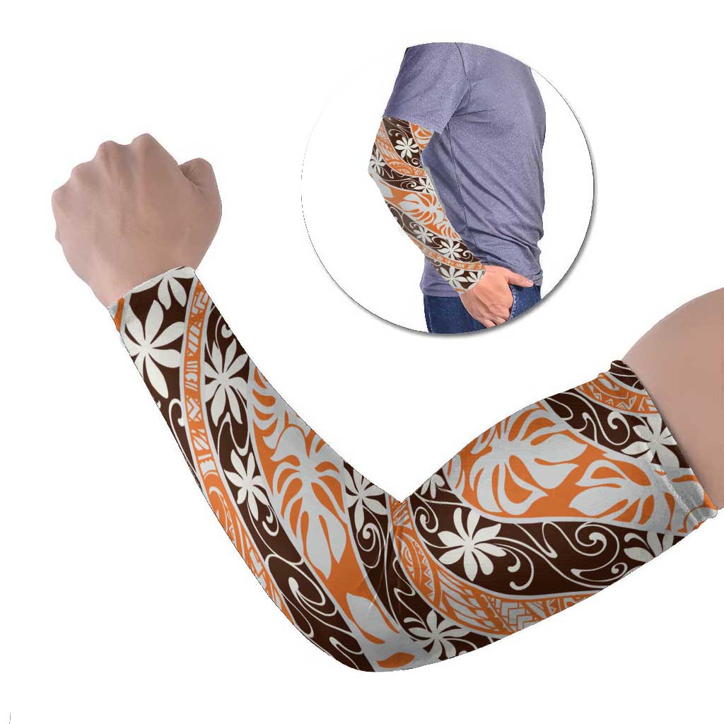 Puatou Tahiti Tiare Monstera Arm Sleeves Polynesian Pattern Curve Style - Polynesian Pride