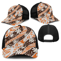 Puatou Tahiti Tiare Monstera Baseball Net Cap Polynesian Pattern Curve Style - Polynesian Pride