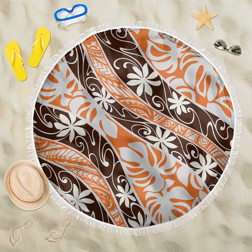 Puatou Tahiti Tiare Monstera Beach Blanket Polynesian Pattern Curve Style - Polynesian Pride