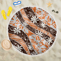 Puatou Tahiti Tiare Monstera Beach Blanket Polynesian Pattern Curve Style - Polynesian Pride