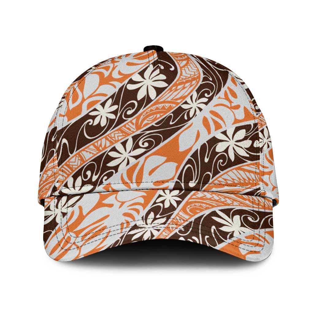 Puatou Tahiti Tiare Monstera Classic Cap Polynesian Pattern Curve Style - Polynesian Pride