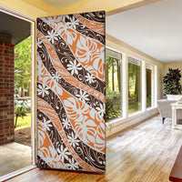 Puatou Tahiti Tiare Monstera Door Cover Polynesian Pattern Curve Style - Polynesian Pride