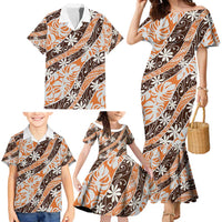 Puatou Tahiti Tiare Monstera Family Matching Mermaid Dress and Hawaiian Shirt Polynesian Pattern Curve Style - Polynesian Pride