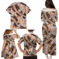 Puatou Tahiti Tiare Monstera Family Matching Puletasi and Hawaiian Shirt Polynesian Pattern Curve Style - Polynesian Pride