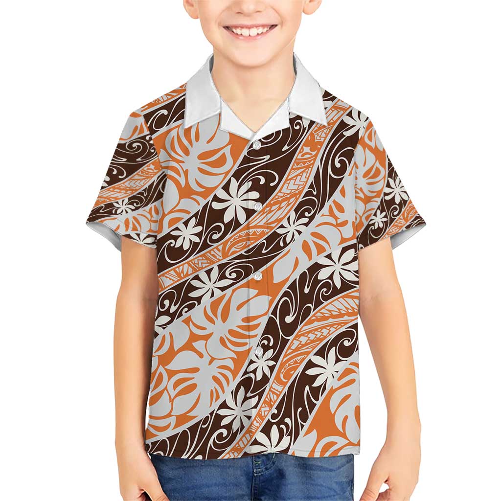 Puatou Tahiti Tiare Monstera Hawaiian Shirt Polynesian Pattern Curve Style - Polynesian Pride