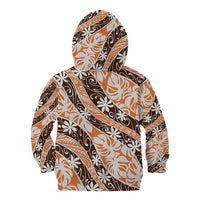 Puatou Tahiti Tiare Monstera Kid Hoodie Polynesian Pattern Curve Style - Polynesian Pride
