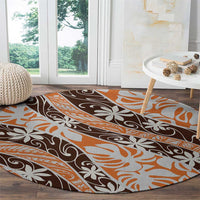 Puatou Tahiti Tiare Monstera Round Carpet Polynesian Pattern Curve Style - Polynesian Pride