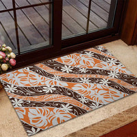 Puatou Tahiti Tiare Monstera Rubber Doormat Polynesian Pattern Curve Style - Polynesian Pride