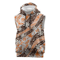 Puatou Tahiti Tiare Monstera Sleeveless Hoodie Polynesian Pattern Curve Style - Polynesian Pride