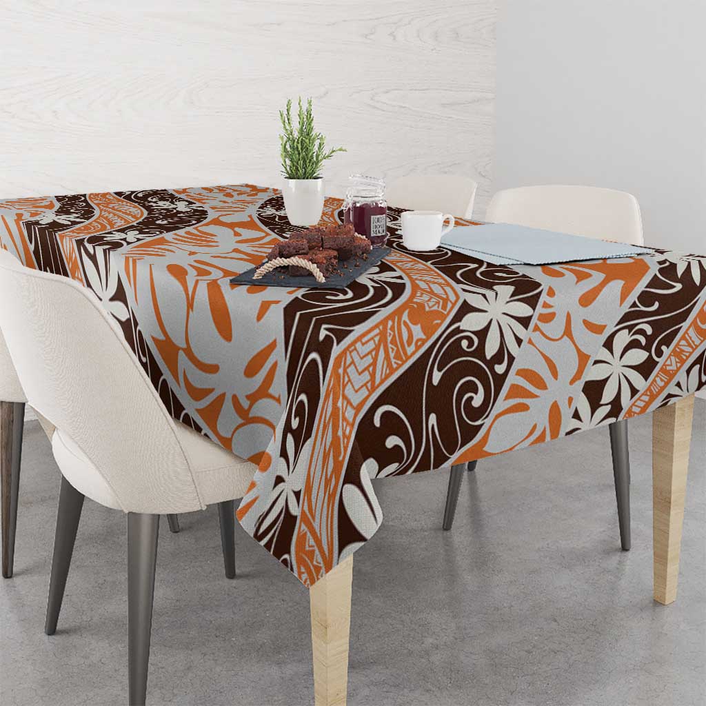Puatou Tahiti Tiare Monstera Tablecloth Polynesian Pattern Curve Style - Polynesian Pride
