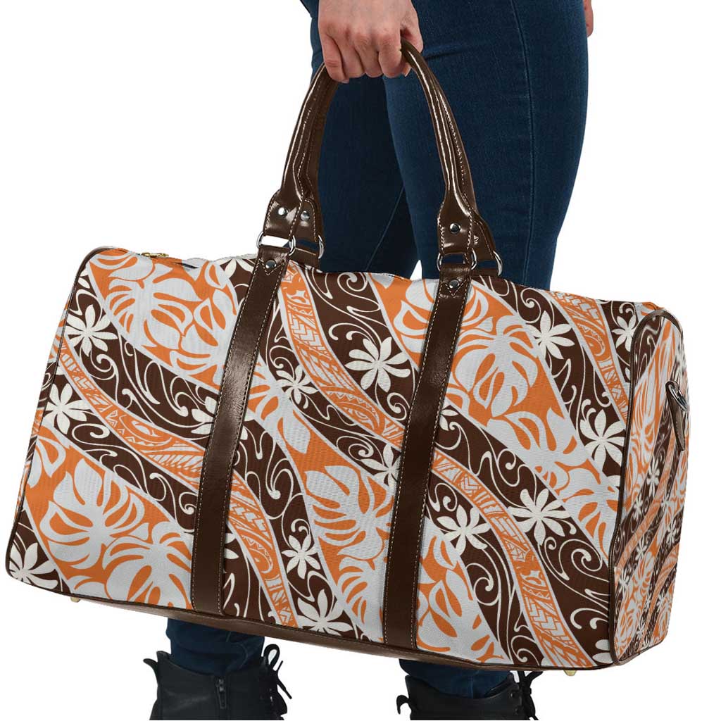 Puatou Tahiti Tiare Monstera Travel Bag Polynesian Pattern Curve Style - Polynesian Pride