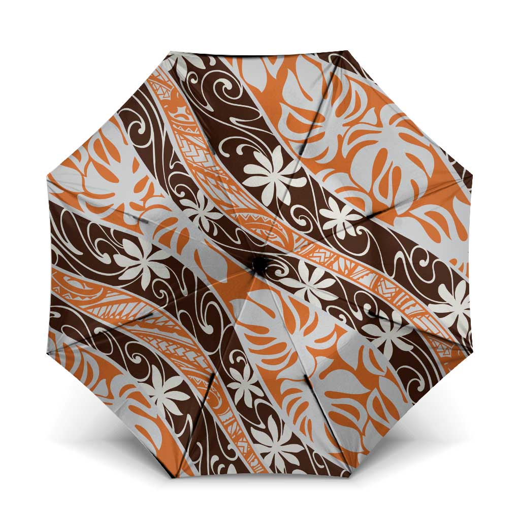 Puatou Tahiti Tiare Monstera Umbrella Polynesian Pattern Curve Style - Polynesian Pride