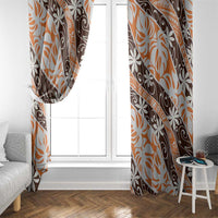 Puatou Tahiti Tiare Monstera Window Curtain Polynesian Pattern Curve Style - Polynesian Pride