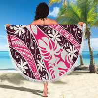 Tarona Tahiti Tiare Monstera Beach Blanket Polynesian Pattern Curve Style - Polynesian Pride