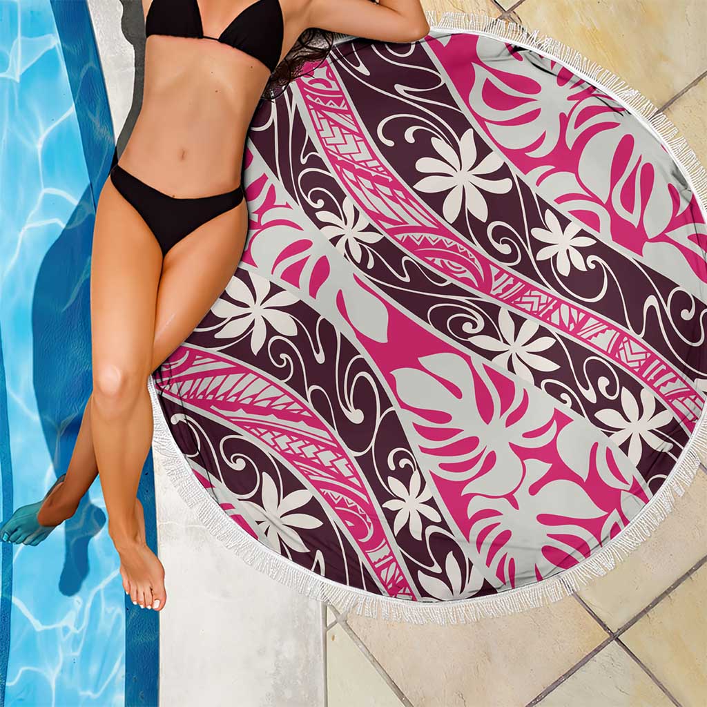 Tarona Tahiti Tiare Monstera Beach Blanket Polynesian Pattern Curve Style - Polynesian Pride
