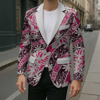 Tarona Tahiti Tiare Monstera Blazer Polynesian Pattern Curve Style - Polynesian Pride