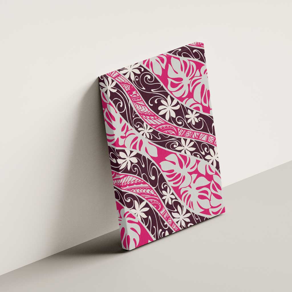 Tarona Tahiti Tiare Monstera Canvas Wall Art Polynesian Pattern Curve Style - Polynesian Pride