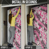 Tarona Tahiti Tiare Monstera Door Cover Polynesian Pattern Curve Style - Polynesian Pride