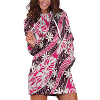 Tarona Tahiti Tiare Monstera Hoodie Dress Polynesian Pattern Curve Style - Polynesian Pride