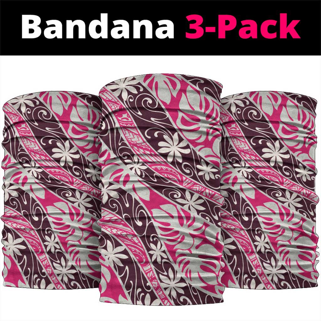 Tarona Tahiti Tiare Monstera Neck Gaiter Polynesian Pattern Curve Style - Polynesian Pride