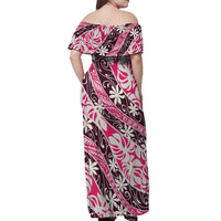 Tarona Tahiti Tiare Monstera Off Shoulder Maxi Dress Polynesian Pattern Curve Style - Polynesian Pride