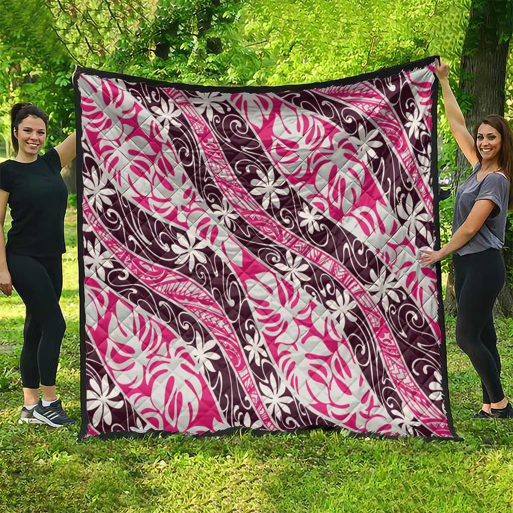 Tarona Tahiti Tiare Monstera Quilt Polynesian Pattern Curve Style - Polynesian Pride