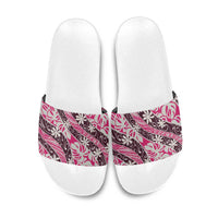 Tarona Tahiti Tiare Monstera Slide Sandals Polynesian Pattern Curve Style - Polynesian Pride