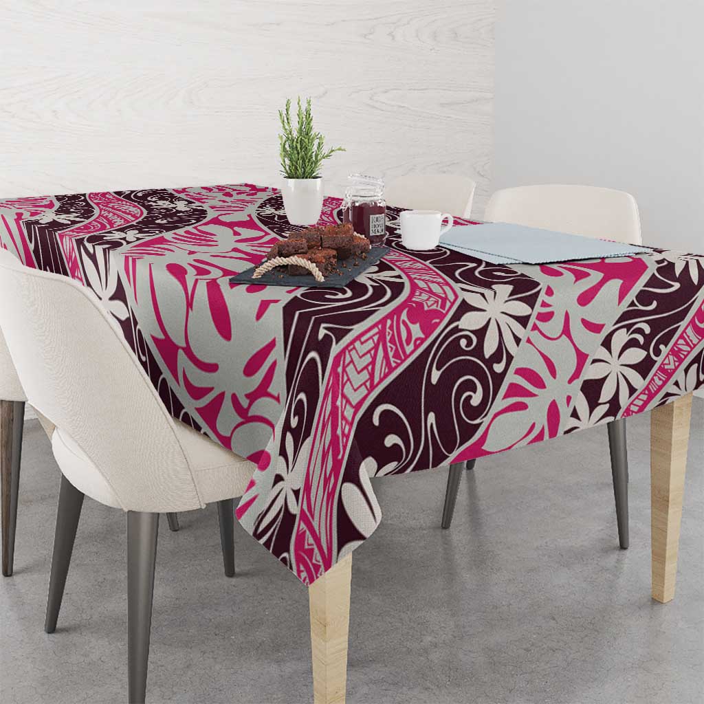 Tarona Tahiti Tiare Monstera Tablecloth Polynesian Pattern Curve Style - Polynesian Pride