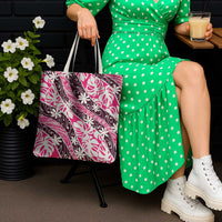 Tarona Tahiti Tiare Monstera Tote Bag Polynesian Pattern Curve Style - Polynesian Pride