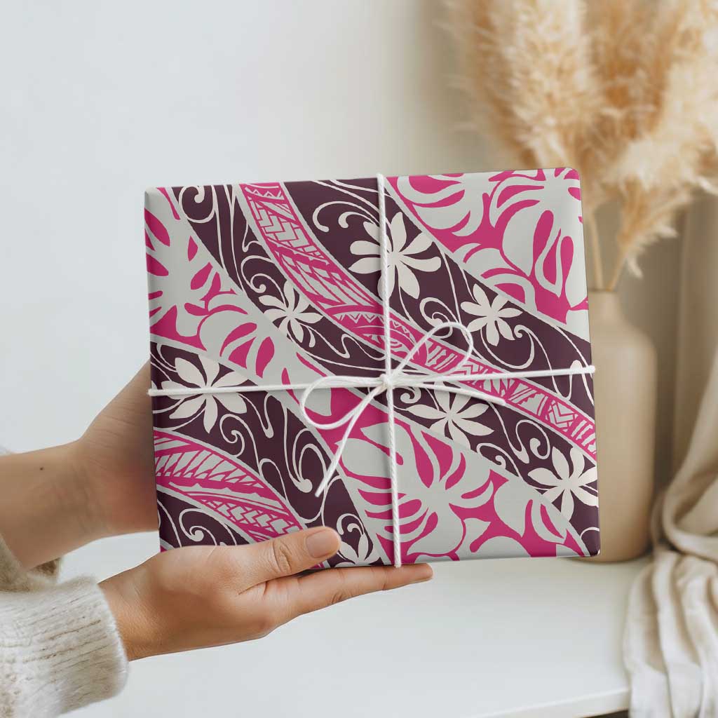 Tarona Tahiti Tiare Monstera Wrapping Paper Polynesian Pattern Curve Style - Polynesian Pride