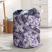 Vareau Tahiti Tiare Monstera Laundry Basket Polynesian Pattern Curve Style - Polynesian Pride
