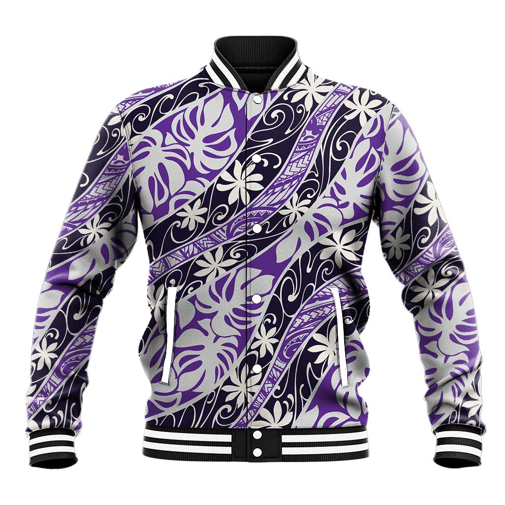 Vareau Tahiti Tiare Monstera Baseball Jacket Polynesian Pattern Curve Style - Polynesian Pride
