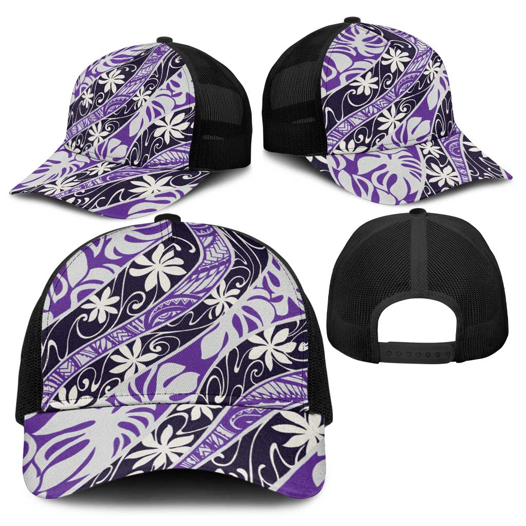 Vareau Tahiti Tiare Monstera Baseball Net Cap Polynesian Pattern Curve Style - Polynesian Pride