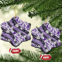 Vareau Tahiti Tiare Monstera Ceramic Ornament Polynesian Pattern Curve Style - Polynesian Pride