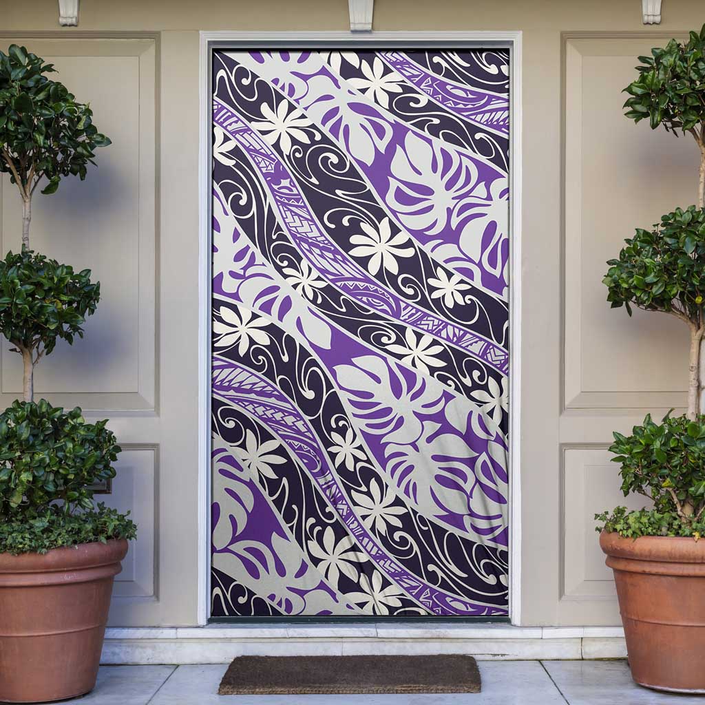 Vareau Tahiti Tiare Monstera Door Cover Polynesian Pattern Curve Style - Polynesian Pride