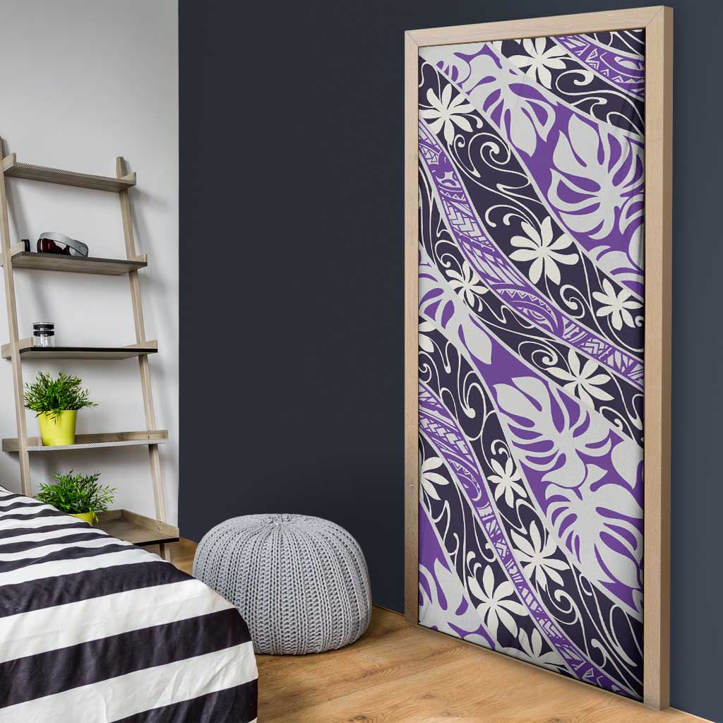Vareau Tahiti Tiare Monstera Door Cover Polynesian Pattern Curve Style - Polynesian Pride