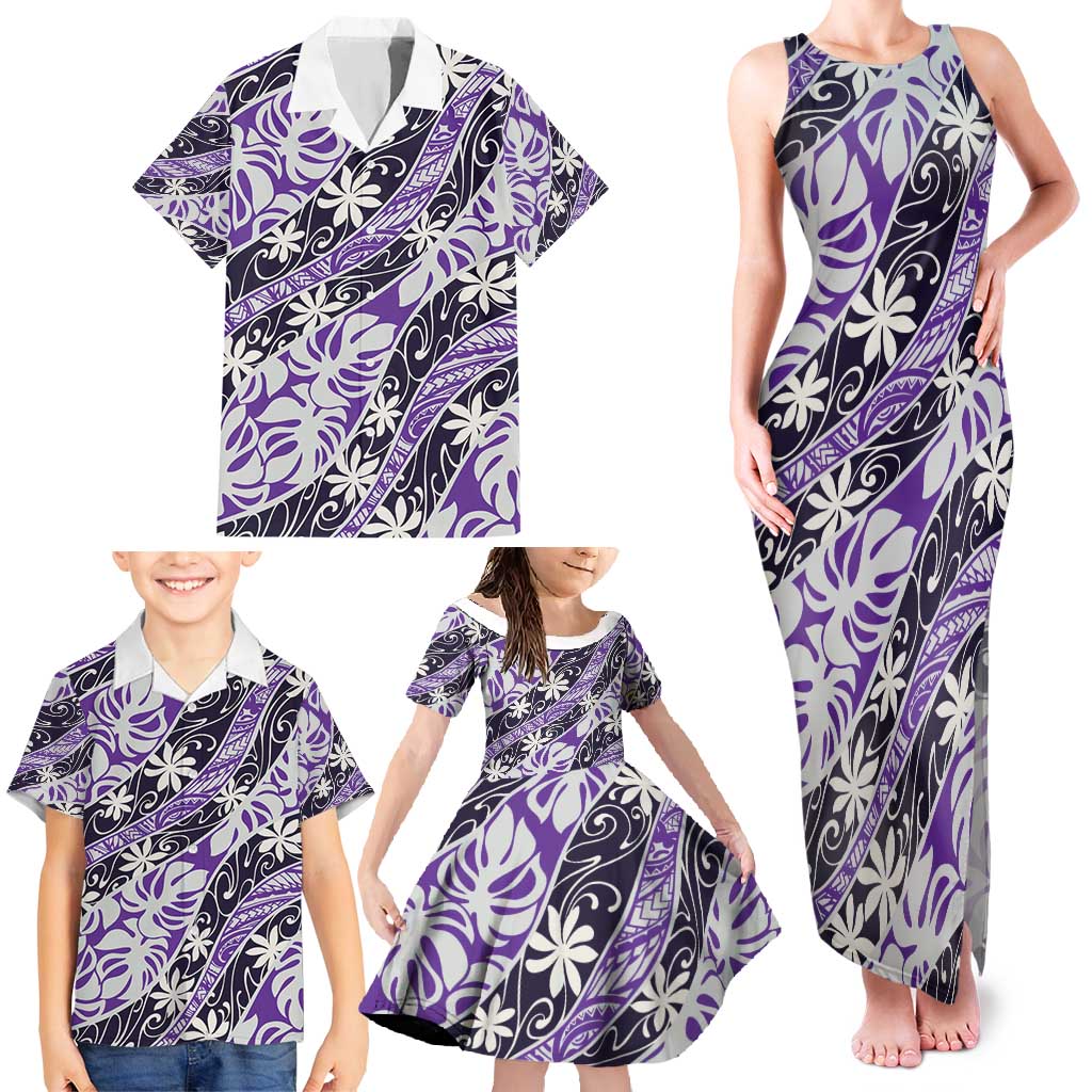 Vareau Tahiti Tiare Monstera Family Matching Tank Maxi Dress and Hawaiian Shirt Polynesian Pattern Curve Style - Polynesian Pride